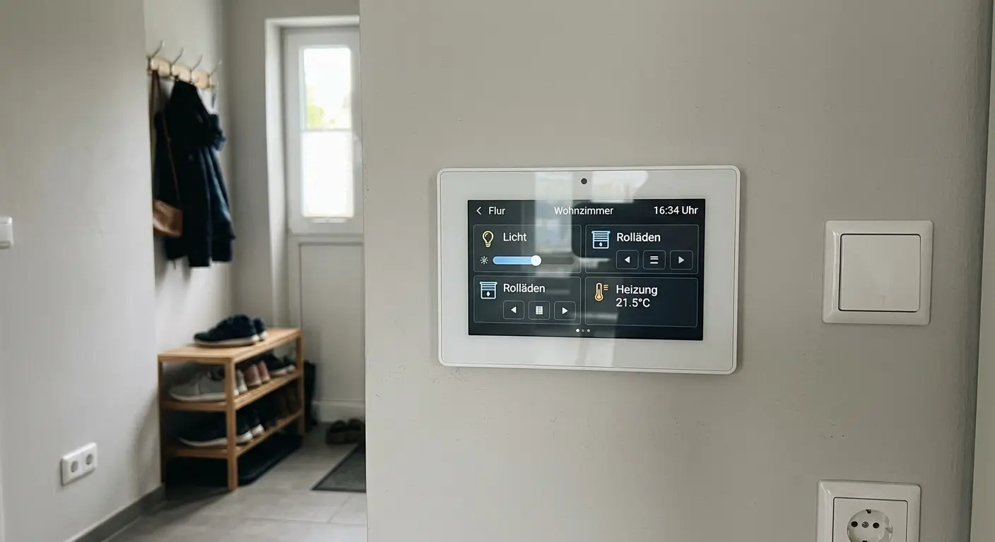 Smart-Home-Touchpanel zur Raumsteuerung als Teil eines modernen Innenausbaus in Schwäbisch Hall