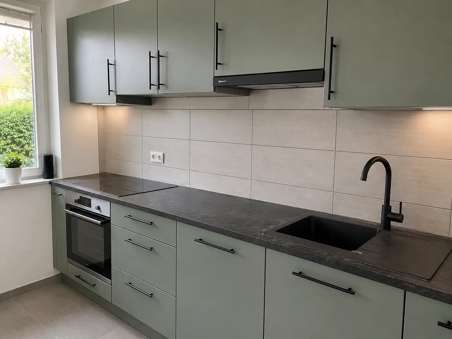 Fertig geflieste Küche mit modernem Rückspiegel in Schwäbisch Hall